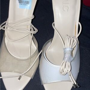 INC International Concepts Women's Cream Heeled Mules